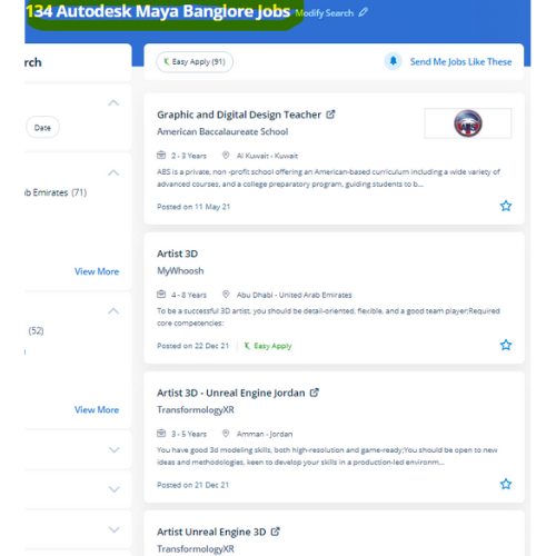 Autodesk Maya internship jobs in Trivandrum