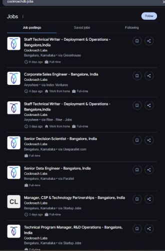 CockroachDB internship jobs in Noida