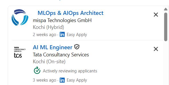 MLOps Engineering internship jobs in Trivandrum