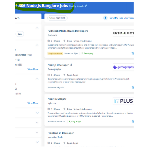 Node JS internship jobs in Mangaluru