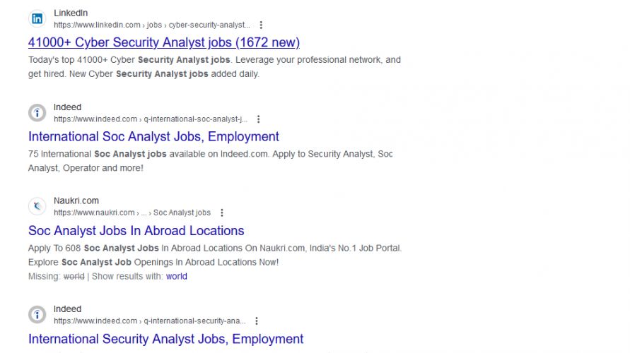 SOC Analyst internship jobs in Cochin